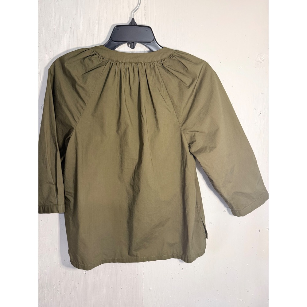 Sanctuary Olive Green Cotton V-Neck Button Front 3/4 Sleeve Blouse XS CB2145PLH - Picture 2 of 7